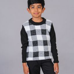 TOONYPORT Full Sleeves Checkered Winter Sweater - Black-image-13