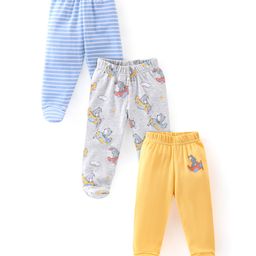 Babyhug Cotton Knit Striped & Bear Printed Bootie Pants Pack of 3 - Multicolour-image-70