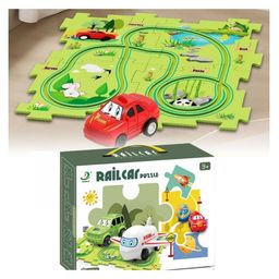 Happy Hues Puzzle Racer Kids Car Track Set - Forest Jigsaw 15 Pcs Puzzle-13