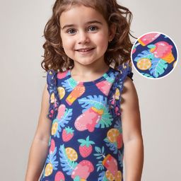 Babyhug Cotton Knit Sleeveless T-Shirt with Ice Cream Print - Navy Blue-image-24