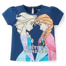 Babyhug Disney Cotton Knit Half Sleeves T-Shirt with Disney Frozen Graphics - Navy-image-90