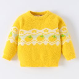 Kookie Kids Full Sleeves Pullover Sweater with Strawberry Design - Yellow-image-67