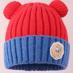 Babyhug Cable Knitted Woollen Cap with Pom Pom - Red-18