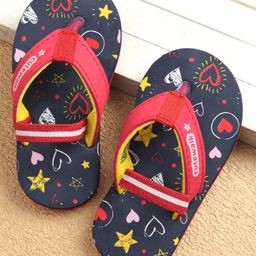 Cute Walk by Babyhug Flip Flops With Back Strap Closure & Heart  Print - Navy-picture-5