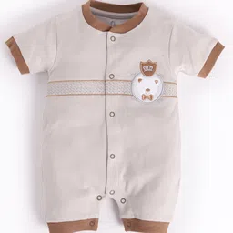 BABY GO Cotton Half Sleeves Teddy Embroidered  Romper  - Grey-picture-44