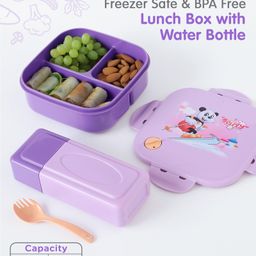 Portable Lunch Box with Water Bottle Set with Print- Purple-21