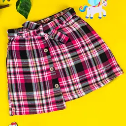 PURPLE UNITED KIDS Tweed Checked Skirt With Attached Belt - Pink & Black-picture-17