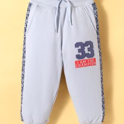 Taeko Looper Knit Full Length Lounge Pants With Sport Text Print - Grey-image-49