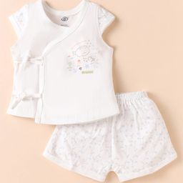 Zero Sinker Knit Cap Sleeves Shorts Night Suit With Sea Animals Print - Off White-image-97