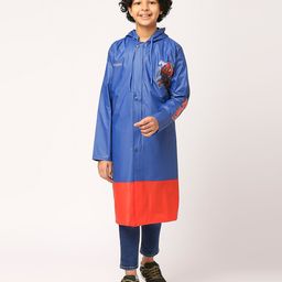 CITIZEN Marvel Featuring Full Sleeves Spider Man Printed Hooded Raincoat - Blue & Red-image-7