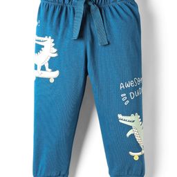CUCUMBER Sinker Knit Full Length Lounge Pant with Crocodile & Awesome Dude Text Print - Blue-picture-8