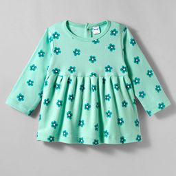 Tango Interlock Knit Full Sleeves Frock with Floral Print - Light Green-picture-27