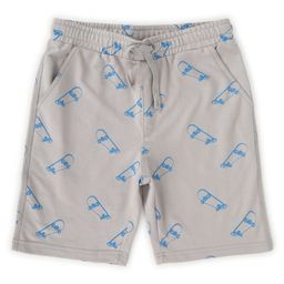ALAN JONES Cotton Blend Knit Skateboards Printed Shorts - Light Grey-picture-47