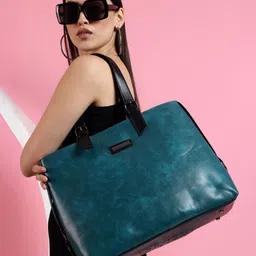VISMIINTREND Stylish Handbag for Women & Girls Trendy Office Use Tote Bag Up to 15.6 Inch Laptop, Solid Vegan Leather Ladies Purse Travel Reguler Use Handbag - Teal Blue-picture-22