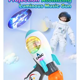 NEGOCIO Space Exploration Musical Gun with Moving Flashing Lights and Rotation Multi Color- PACK OF 1- COLOR MAY VARY image 2