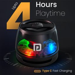 Portronics POR-2671 Nadya 6W Magnetic Bluetooth Speaker with MagSafe Mobile Stand, HD Sound, Upto 4 Hours Playtime, 40mm Driver, RGB LED Bluetooth 5.3V, Transparent Speaker, Type C Charging(Black) image 2