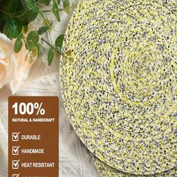 LADLI JEE Lime Green Self Design Round Table Placemat image 5