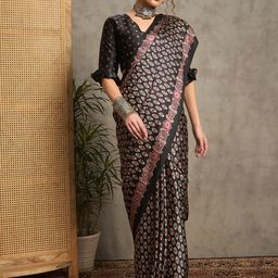 Anouk Ethnic Motifs Pure Crepe Block Print Saree-39