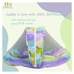 Fareto Combo of Baby Bed with Net Sleeping Bag 4 Pcs Bedding Set,Purple image 3
