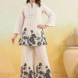 AUTUMN LANE Printed Pure Cotton Top With Palazzo Co-Ords-image-94