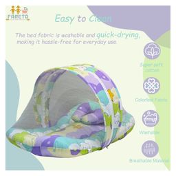 Fareto Combo of Baby Bed with Net Sleeping Bag 4 Pcs Bedding Set,Purple image 4