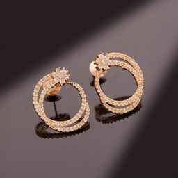Voylla Sparkling Elegance Twilight Bloom American Diamond Contemporary Studs Earrings-image-23