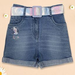 CUTECUMBER Girls Embellished Denim Technology Shorts-image-30