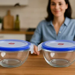 Glass Storage Bowl Glass Storage Bowl Set with Airtight Lock Lid|2 Pcs Round Containers for Kitchen-10