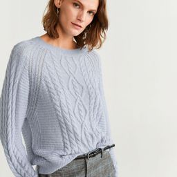 MANGO Women Blue Self Design Sweater-image-32