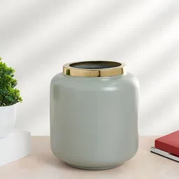 Living scapes by Pantaloons Grey & Gold Toned Cylindrical Shaped Flower Vase-22