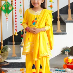 Thread & Button Girls Printed Regular Kurta with Trousers & With Dupatta-picture-30