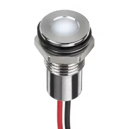 RS PRO White Panel Mount Indicator 12V DC, Mounting Hole Size 8 mm, Termination Type Lead Wires, IP Rating IP67, Model No 1329122-44