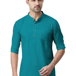 APEKTRA Men Full Sleeves Slim Fit Short Kurta-image-27