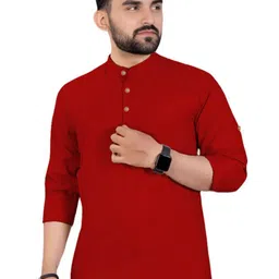 AMRIT TOP WEAR Men Organic Cotton Kurta-picture-3