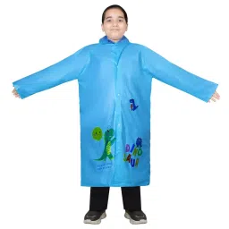 Allextreme Raincoat Blue Color Dino Print Size 4XL with Hood, School Bag Cover and Carry Pouch for Kids (13-15 Years), HCP-100Q-image-90