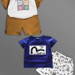 HELPOM Kids Pack Of 2 Printed Short Sleeves T-shirt With Shorts-22