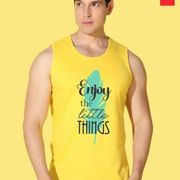 WOOSTRO Pack Of 2 Printed Combed Cotton Gym Vests VWS26(98 RED)(ENJOY YELLOW)-image-96