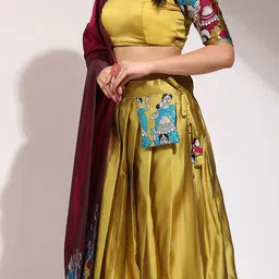 Payu Printed Semi-Stitched Lehenga & Unstitched Blouse With Dupatta image 5