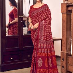 Ishin Floral Printed Saree With Blouse Piece-image-74