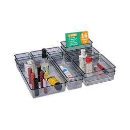 RUBOXA Black 16 Pieces Acrylic Wardrobe Drawer Organiser-picture-43