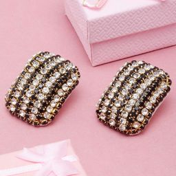 StyleCast Gold-Plated Rhinestone Studded Square Studs-image-99