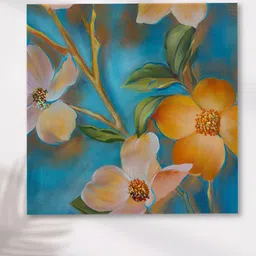 Art Street Blue & Yellow Floral & Botanical Printed Canvas Wall Art-25