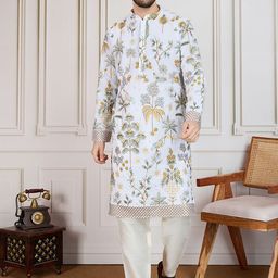 House of Pataudi Floral Embroidered Straight Kurta-image-64