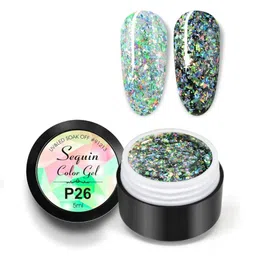 BELLE GAGA Peacock Foil Sequin Gel Glitter Color Gel Nail Polish- 5 ml- Shade P26-picture-14
