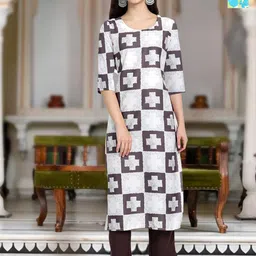 Moda Rapido Selection Of 2 Geometric Printed Round Neck Straight Kurtas-image-87