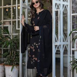KALINI Women Floral Printed Regular Kurta with Trousers & With Dupatta-7