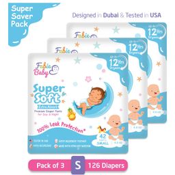 Fabie Baby Pant Style Diaper Small Size Pack of 3  - 126 Pieces-image-29