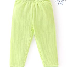 Babyoye Cotton Knit Ribbed Solid Colour Full Length Thermal Inner Wear Pant - Green-image-68