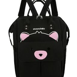 House of Quirk Bear Print Baby Diaper Bag with Insulated Pockets - Black-67