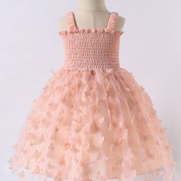 Kookie Kids Singlet Sleeves Frock With Butterfly Applique -Pink-image-65